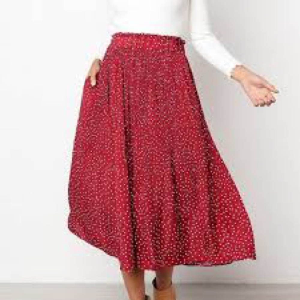 Red Polka Dot A-Line Skirt